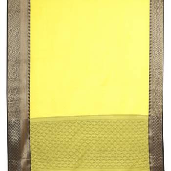Yellow and Black Art Silk Zari Embroidered Saree 4