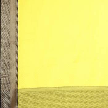 Yellow and Black Art Silk Zari Embroidered Saree 5