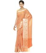 Orange woven art silk saree with blouse