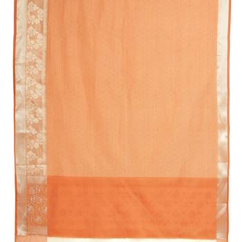 Orange woven art silk saree with blouse 4