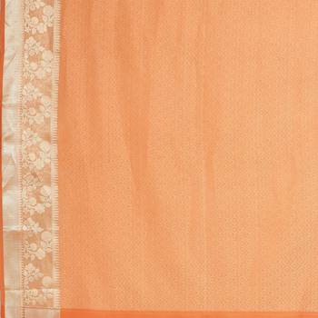 Orange woven art silk saree with blouse 5