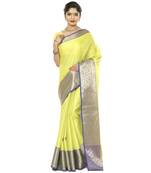 Green woven art silk saree with blouse