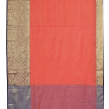 Orange woven art silk saree with blouse 4