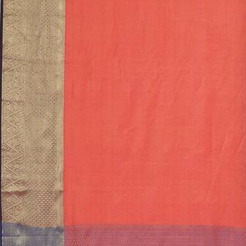 Orange woven art silk saree with blouse 5