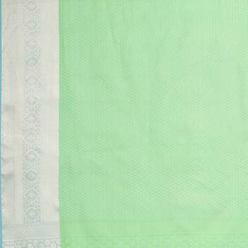 Green woven art silk saree with blouse 5