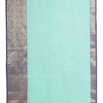 Blue woven art silk saree with blouse 4