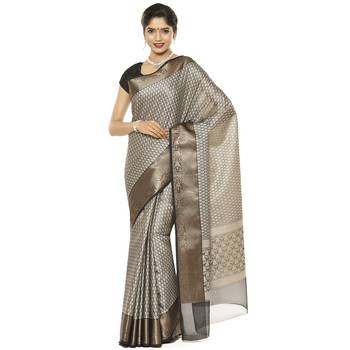 Black woven art silk saree with blouse 2