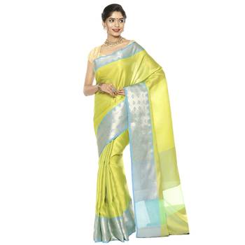 Beige woven art silk saree with blouse 1