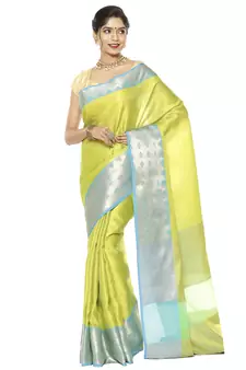 Beige woven art silk saree with blouse