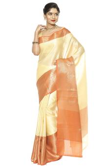 Yellow woven art silk saree with blouse