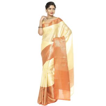 Yellow woven art silk saree with blouse 2