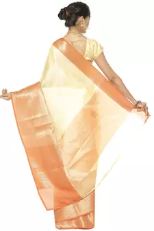 Yellow woven art silk saree with blouse