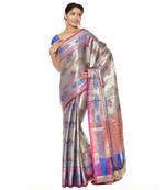 Pink woven art silk saree with blouse