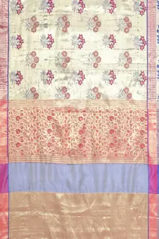 Pink woven art silk saree with blouse