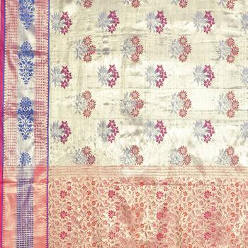 Pink woven art silk saree with blouse 5