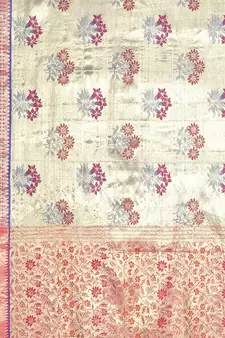 Pink woven art silk saree with blouse