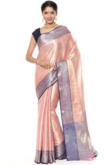 Beige woven art silk saree with blouse