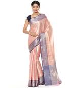 Beige woven art silk saree with blouse