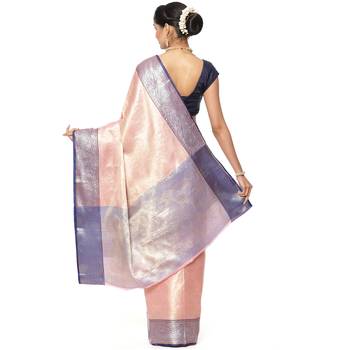 Beige woven art silk saree with blouse 3