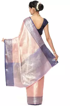 Beige woven art silk saree with blouse