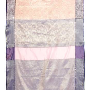 Beige woven art silk saree with blouse 4