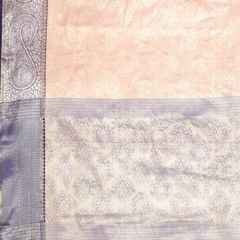 Beige woven art silk saree with blouse 5