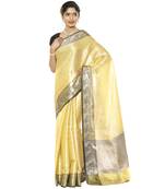 Beige woven art silk saree with blouse