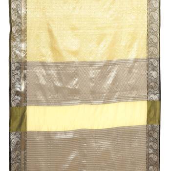 Beige woven art silk saree with blouse 4