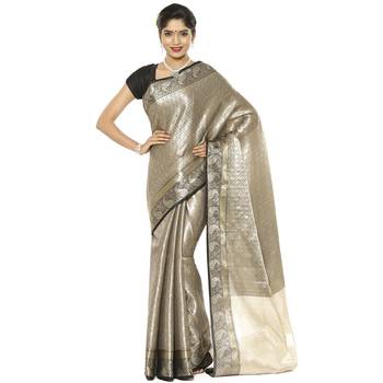 Black woven art silk saree with blouse 1