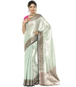 Green woven art silk saree with blouse