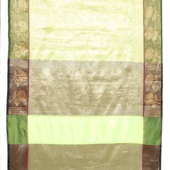 Green woven art silk saree with blouse 4