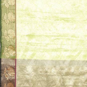 Green woven art silk saree with blouse 5