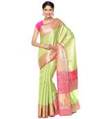 Green woven art silk saree with blouse