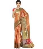 Red woven art silk saree with blouse
