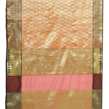 Red woven art silk saree with blouse 4