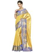 Beige woven art silk saree with blouse