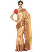 Brown woven art silk saree with blouse