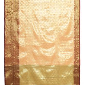 Brown woven art silk saree with blouse 4