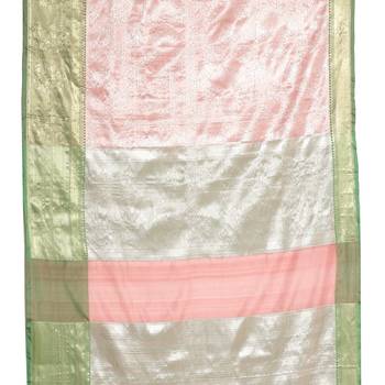 Pink woven art silk saree with blouse 4