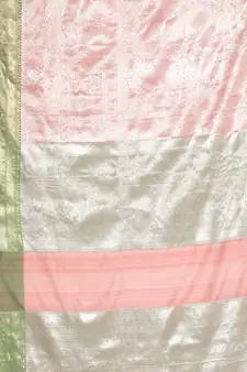 Pink woven art silk saree with blouse