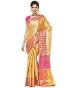 Beige woven art silk saree with blouse