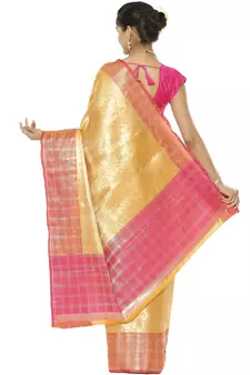 Beige woven art silk saree with blouse