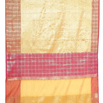 Beige woven art silk saree with blouse 4