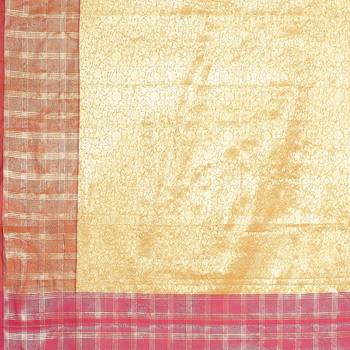 Beige woven art silk saree with blouse 5