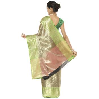 Black woven art silk saree with blouse 3