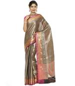 Black woven art silk saree with blouse