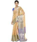 Beige woven art silk saree with blouse