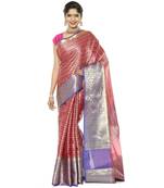 Orange woven art silk saree with blouse