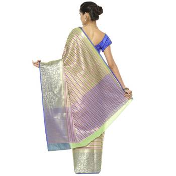 Green woven art silk saree with blouse 3