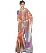 Red woven art silk saree with blouse